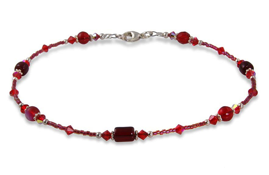 Handmade Red Crystal Beaded Anklet - Elegant Bohemian Jewelry for Women | Perfect for Beach, Summer & Festival Outfits