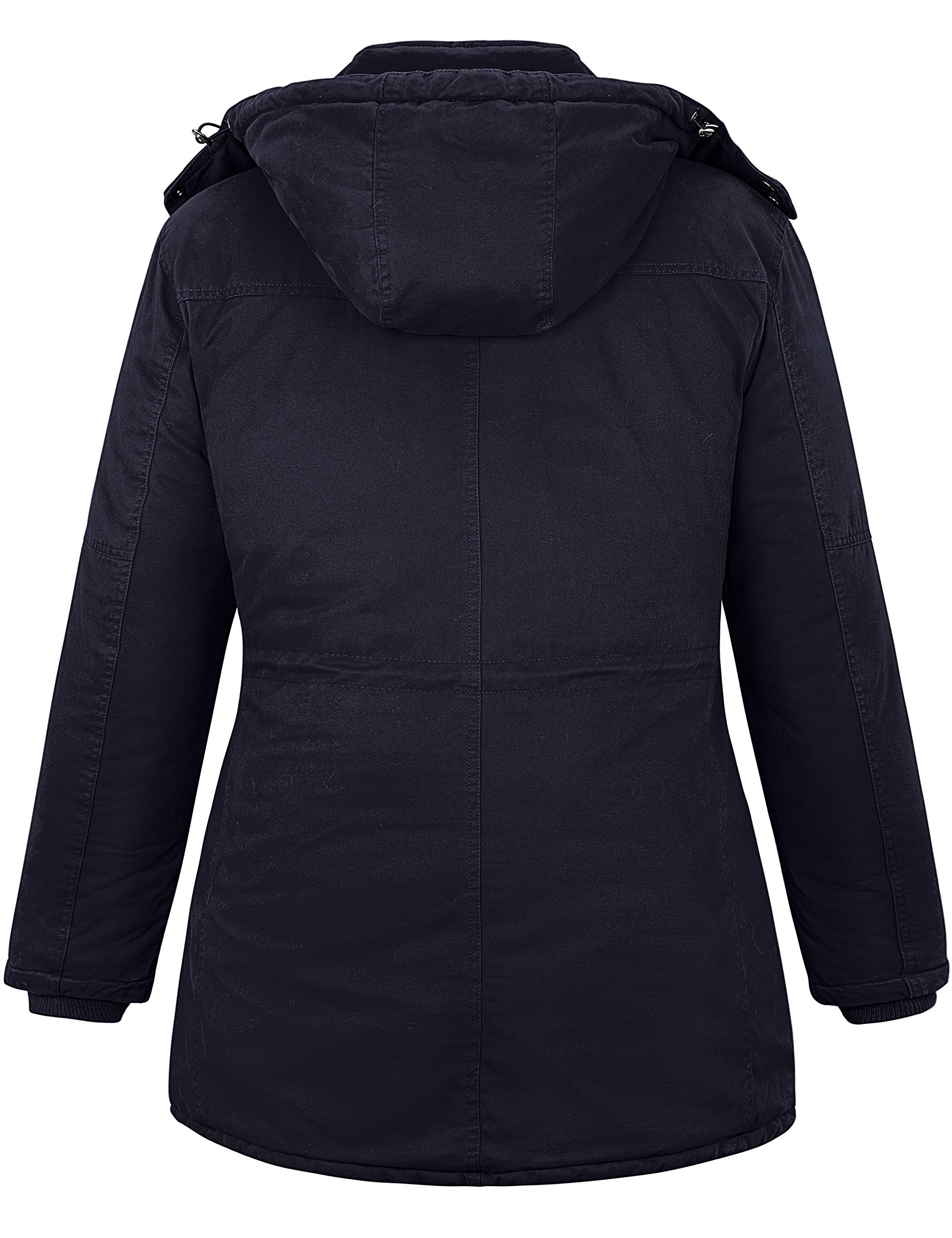 Soularge Women's Winter Plus Size Thickened Cotton Coat with Detachable Hood - Warm & Stylish Outerwear for Cold Weather, Snow Days & Outdoor Activities