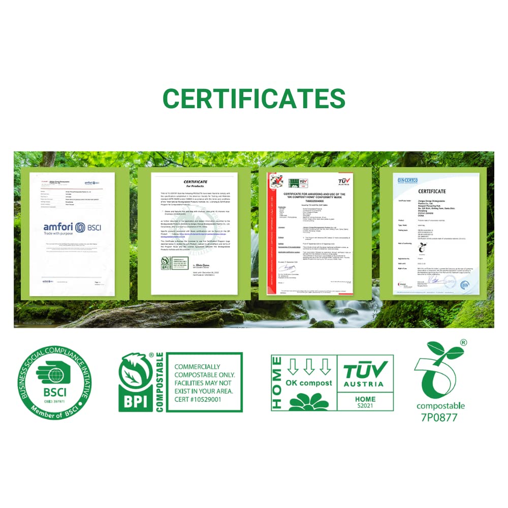 100% Certified Home Compostable Trash Bags - 55 Gallon (208 Liter), 60 Count, Extra Thick 1.57 Mils (38 x 58 Inches) - ASTM D6400 EN 13432 US BPI & OK Compost Home Certified - Eco-Friendly Kitchen & Yard Waste Disposal for Sustainable Living