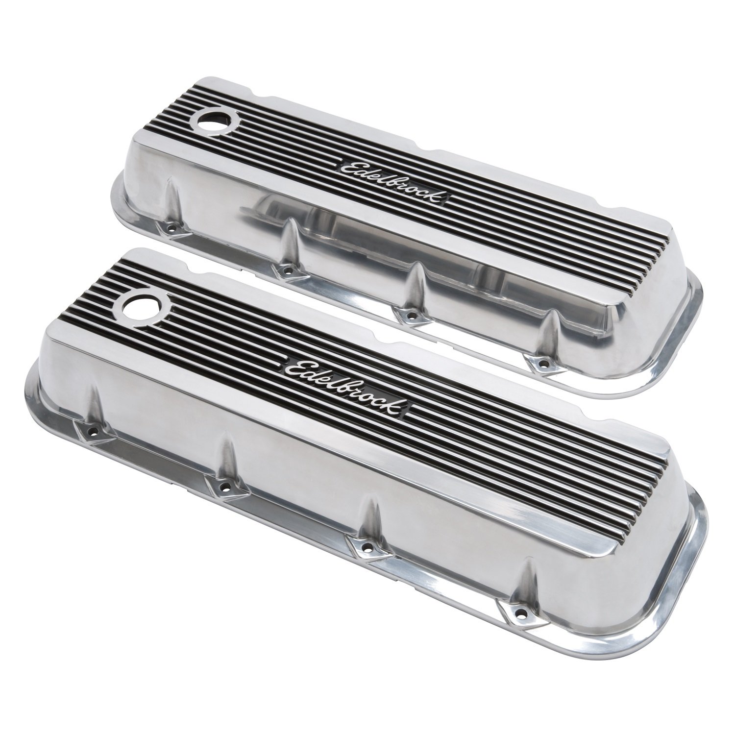 Edelbrock 4275 Elite II Series Polished Aluminum Valve Cover with Raised Fins - 3.0