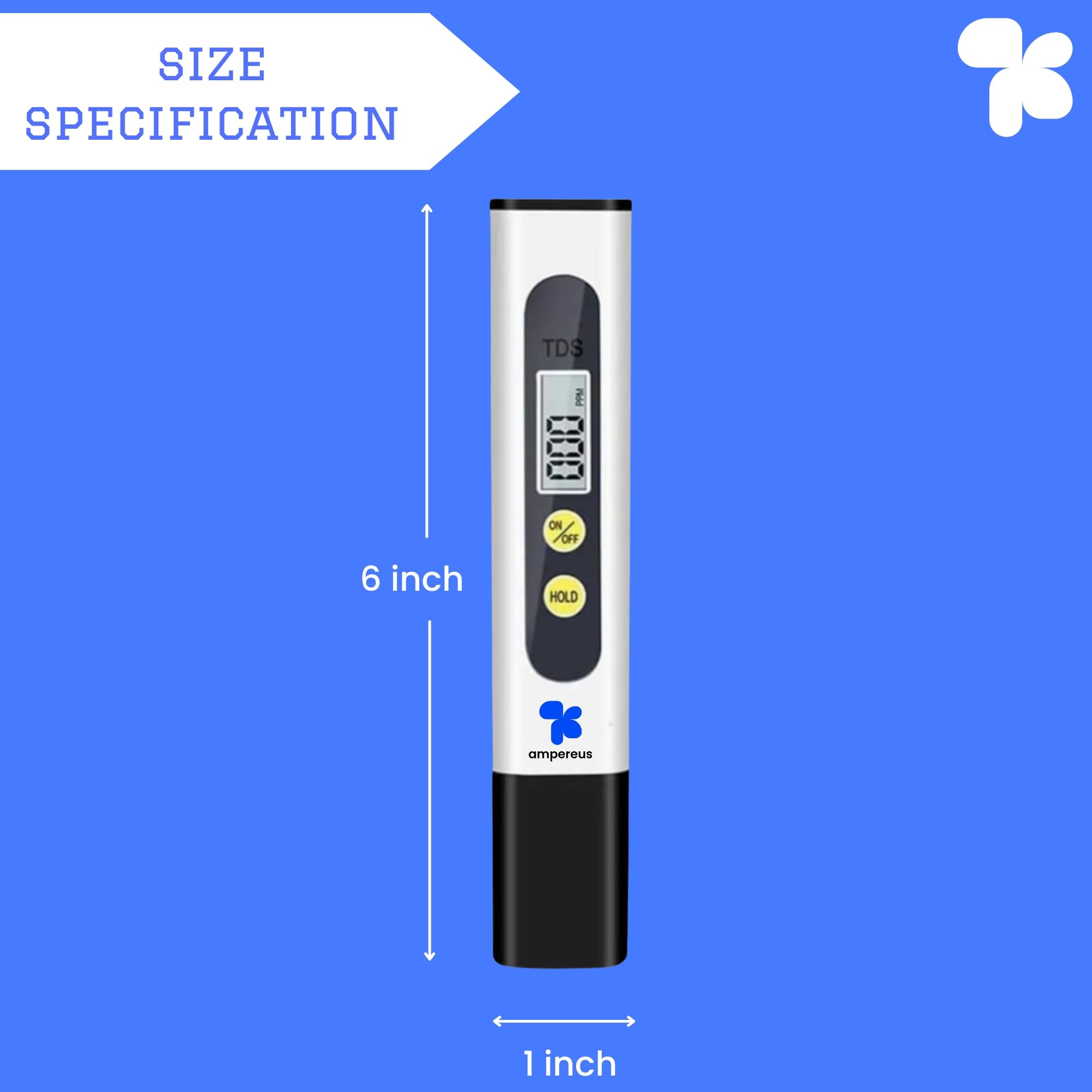 AMPEREUS Digital TDS and pH Meter - Water Quality Tester for Home, Aquariums, Pools & Commercial Use | Measures PPM, Total Dissolved Solids | Perfect for Drinking Water, Hydroponics & Water Filtration Systems