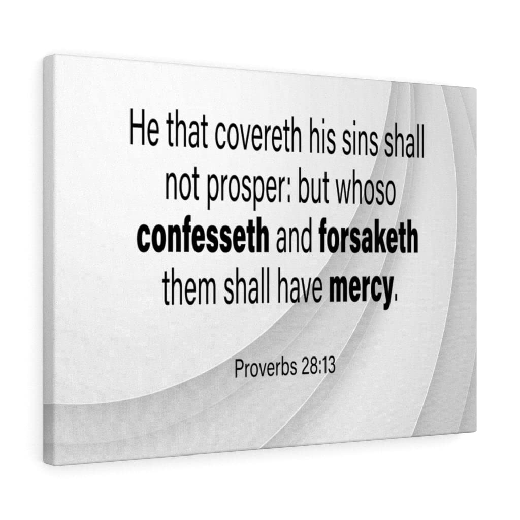 Christian Wall Art with Bible Verse Proverbs 28:13 - Inspirational Scripture Print for Home Decor, Ready to Hang - Perfect for Living Room, Bedroom & Church Gift