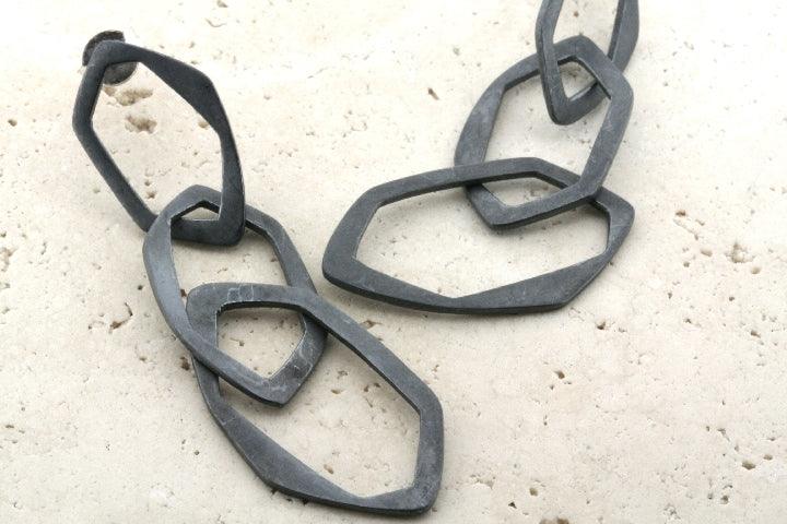 Oxidized Drop Link Earrings for Women - Trendy Boho Dangle Jewelry - Perfect for Parties, Weddings & Everyday Wear