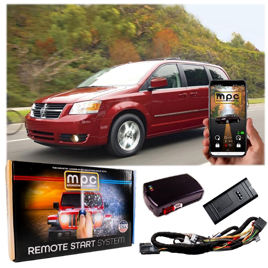 MPC Plug N Play Remote Car Starter with Smartphone Control for 2008-2010 Dodge Grand Caravan | Gas Engine | Key to Start | T-Harness Included | Factory Key Fob Activation (Press 3X to Start) - Perfect for Cold Mornings & Secure Remote Vehicle Warm-Up