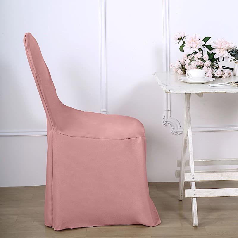 100 pcs Dusty Rose Polyester Banquet Chair Covers - Elegant Wedding Reception Decor, Dining Ceremony & Event Supplies (Perfect for Weddings, Parties, Banquets & Formal Gatherings)