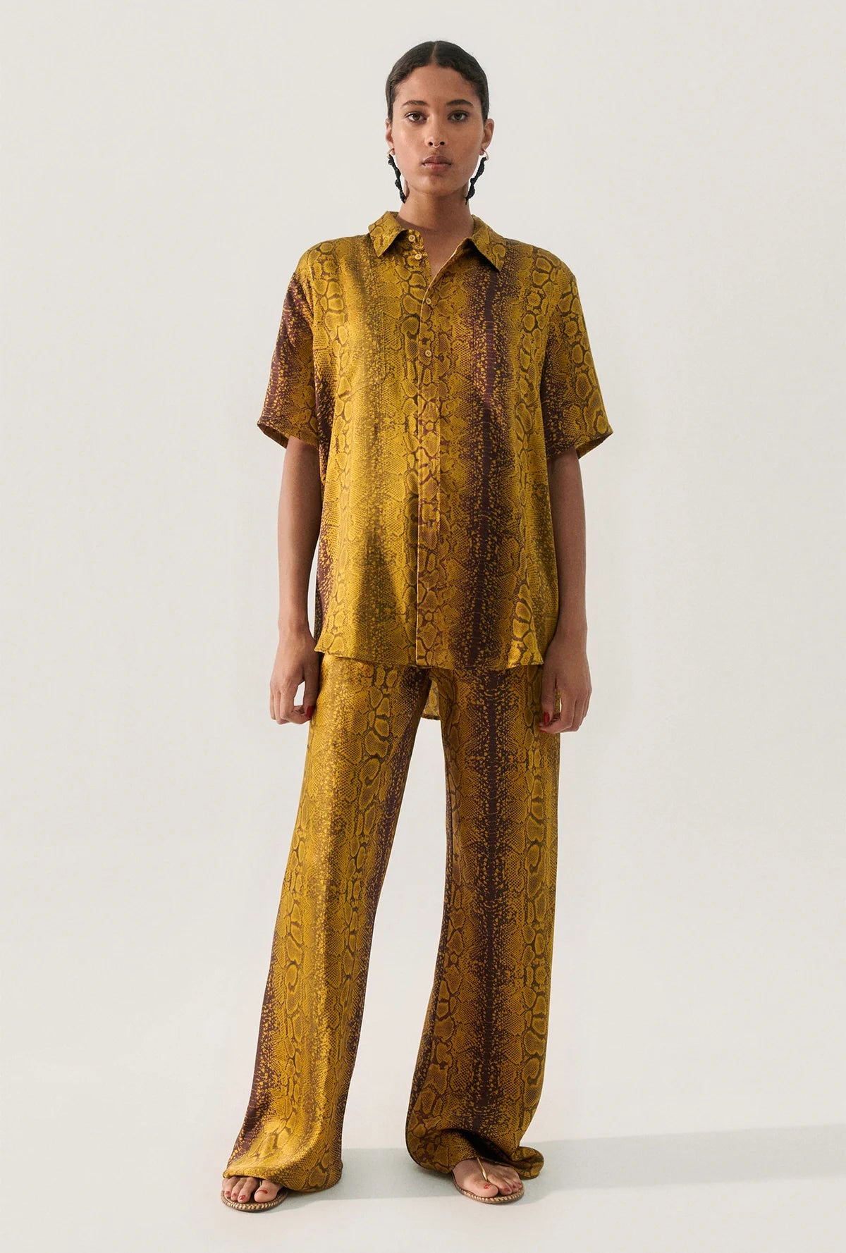 Stylish Bias Cut Pants with Snake Skin Print - Perfect for Office Wear & Evening Outfits