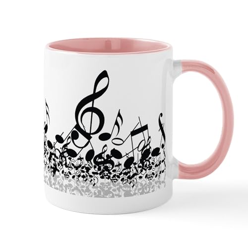 White/Pink Inside - Music Notes Mug