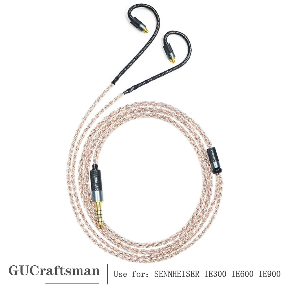Premium GUCraftsman 5N OFC Copper + Graphene MMCX Upgrade Cable for Sennheiser IE200/IE300/IE600/IE900 - High-Fidelity Audio Experience for Audiophiles & Studio Monitoring