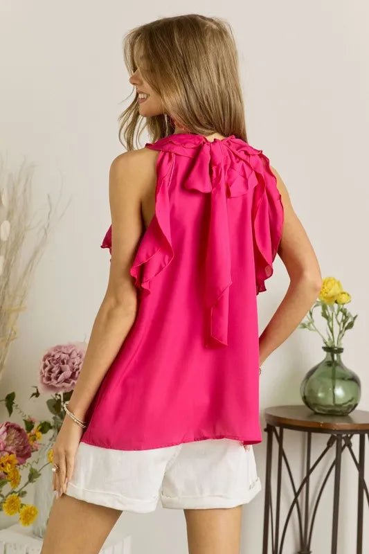 ADORA Ruffled Grecian Neck Top for Women - Elegant Flowy Blouse with Ruffle Details | Perfect for Office Wear, Date Night & Special Occasions