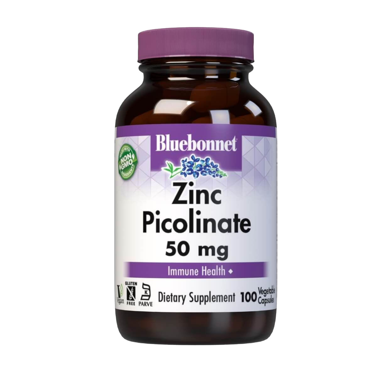 Bluebonnet Zinc Picolinate 50mg - 100 Vegetable Capsules | Immune Support Supplement for Adults | Vegan, Gluten-Free | Daily Wellness & Immune System Boost