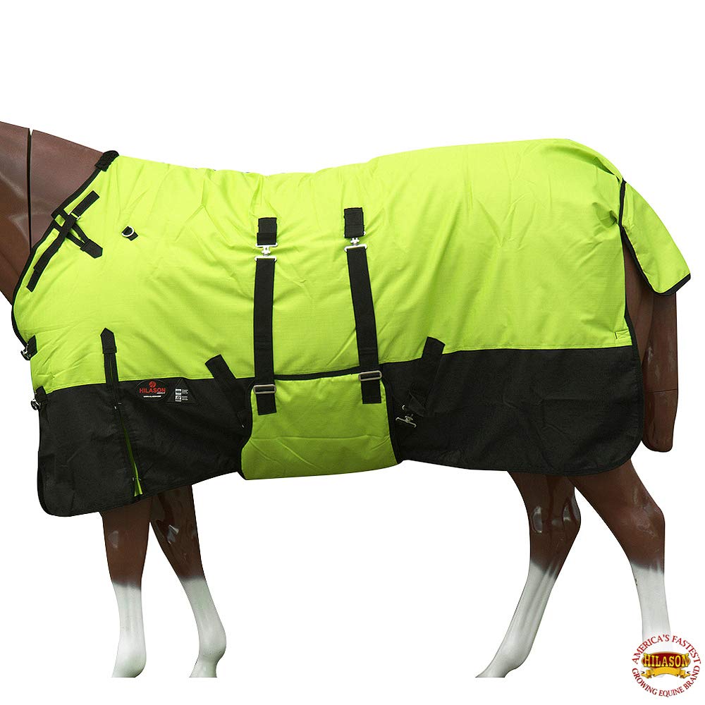 HILASON 1200D Winter Waterproof Horse Blanket with Belly Wrap | Heavy Duty Turnout Blanket for Cold Weather | 66 Inch | Ideal for Pasture, Riding & Stable Use