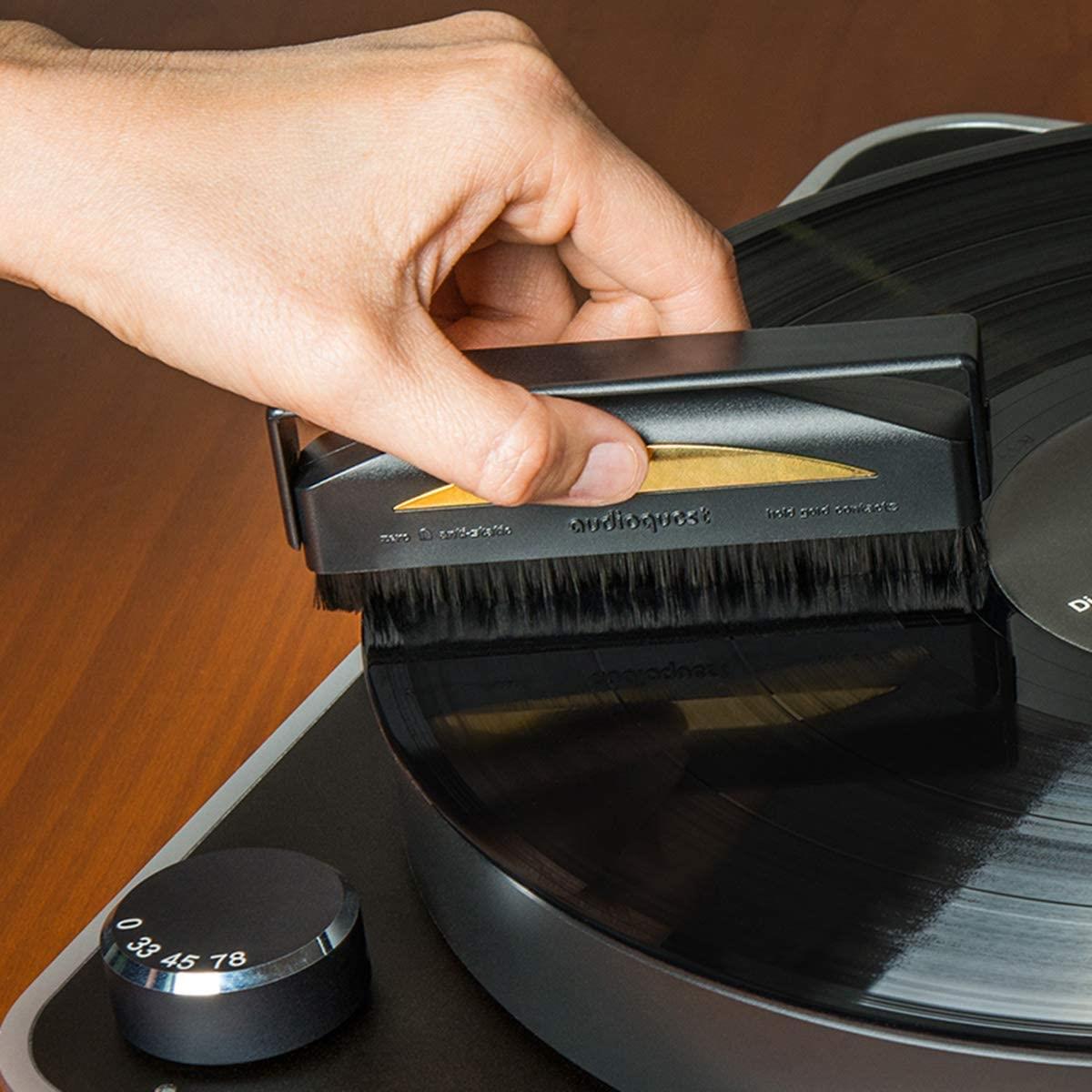 AudioQuest Super Conductive Anti Static Record Brush - Premium Vinyl Cleaning Tool for Static Removal & Dust Protection - Perfect for Record Players, Turntables & Vinyl Collections