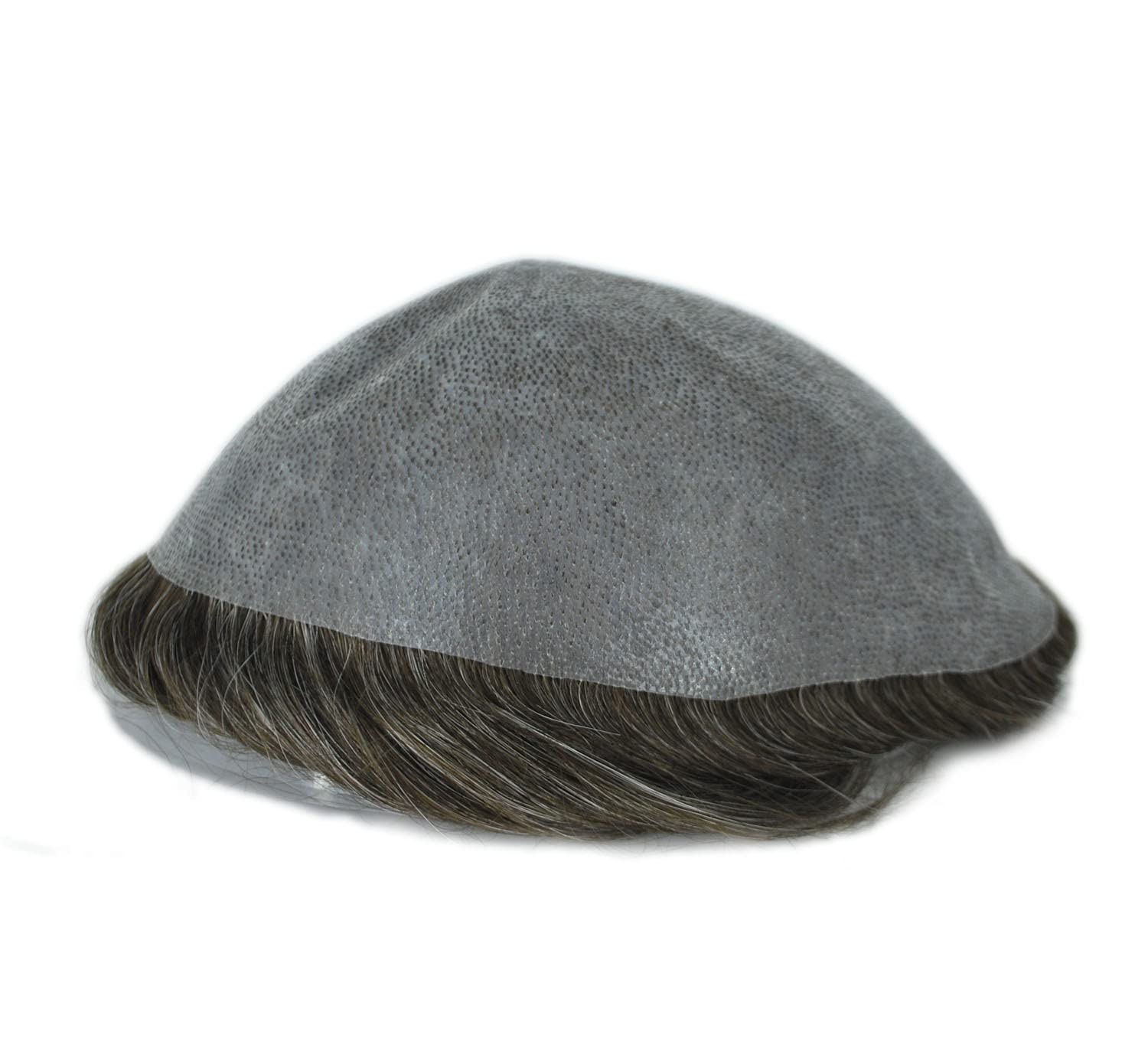 Dark Brown Mixed Grey 330 Hair Toupee for Men - Thin Skin Human Hair Replacement System - Natural Looking Hairpiece for Baldness & Thinning Hair - Perfect for Daily Wear, Work & Social Events