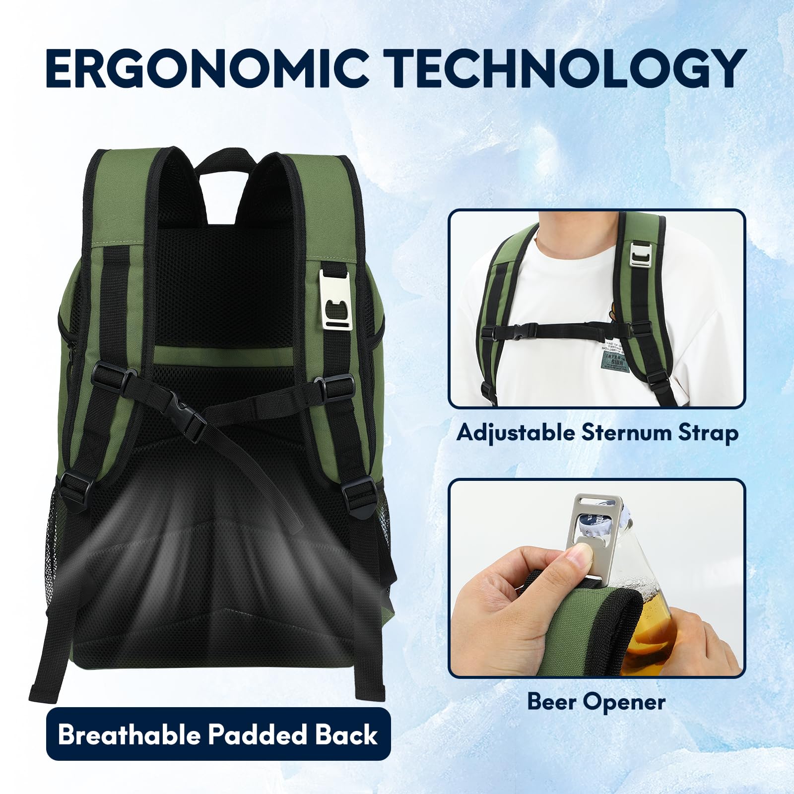 Haimont Insulated Cooler Backpack - Leakproof Ice Chest Bag for Hiking, Beach, Travel & Picnic | 35 Can Capacity | Thermal Lunch Backpack for Men & Women | Perfect for Outdoor Adventures, Camping & Work Lunch Storage