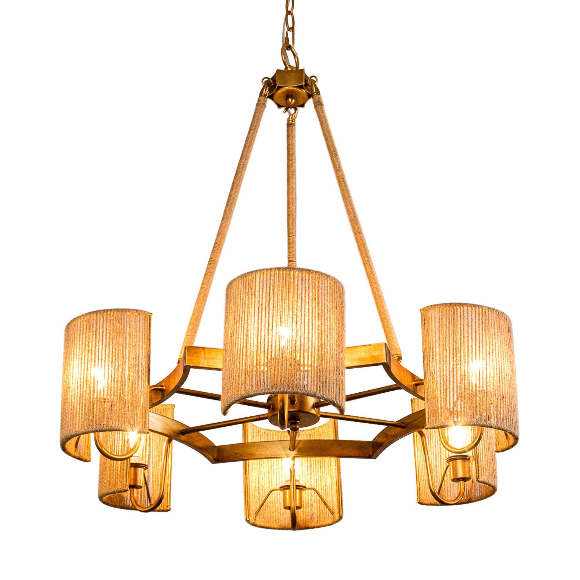 6-Light Farmhouse Style Bedroom Pendant Lighting Fixture - Rustic Chandelier for Master Bedroom, Living Room & Dining Room Decor