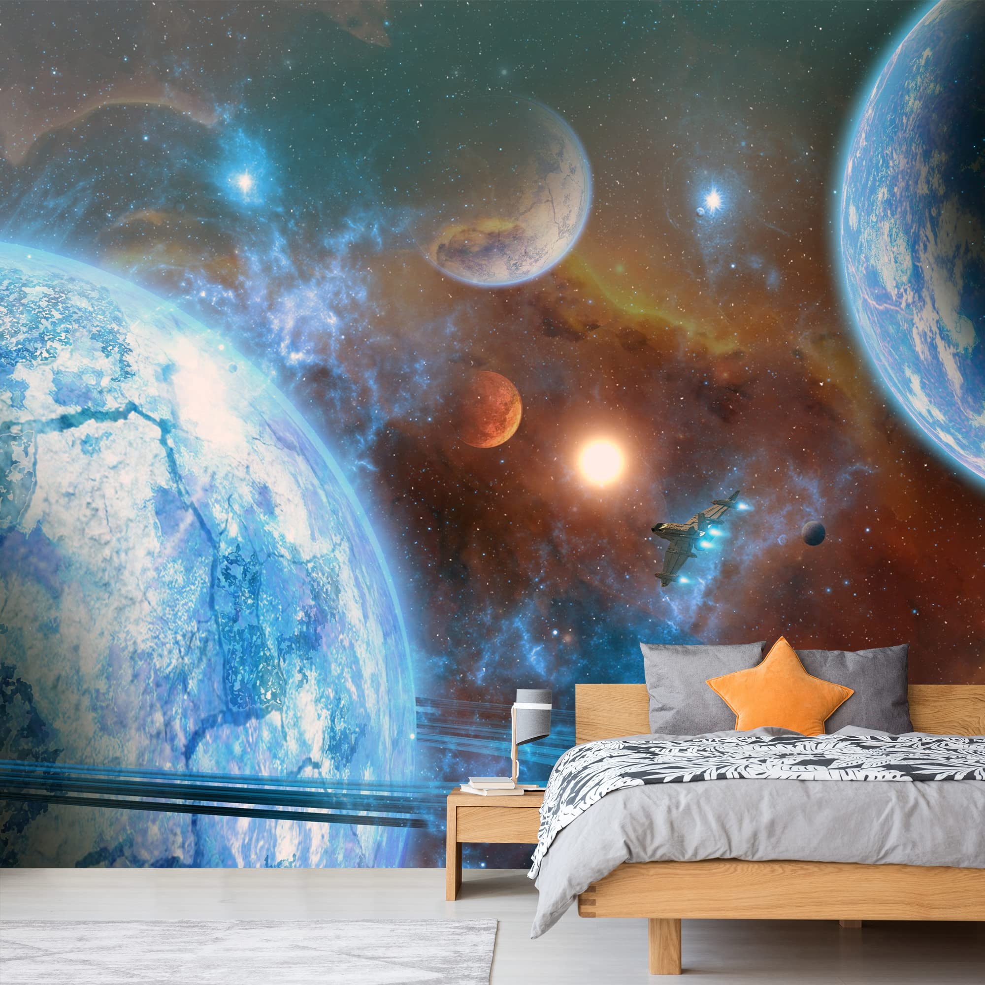 Removable Peel and Stick Wallpaper - Giant Universe Planets Wall Mural (100x144 inches) for Bedroom Decor - Perfect for Kids Room, Nursery, or Home Office