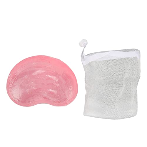 Heart-Shaped Brightening Face Soap Bar - 100g Gentle Skin Cleanser for Men & Women | Reduces Wrinkles & Signs of Aging | Moisturizing Face & Body Wash with Bubble Net | Perfect for Daily Skincare & Travel