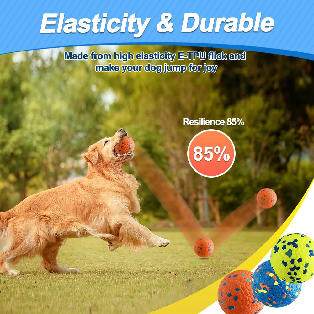 Indestructible Dog Tennis Balls - Ultra Durable Chew Proof Bouncy Toys for Aggressive Chewers | Interactive Fetch Game & Floating Water Toy for Large & Small Dogs | Perfect for Outdoor Play, Pool Fun & Training