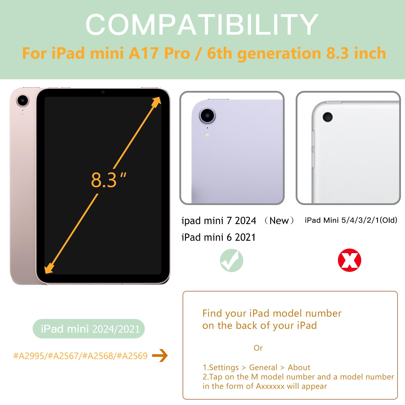 Mastten iPad Mini 7 Case with Pencil Holder - Slim Hybrid Clear Protective Cover for iPad Mini 7th/6th Generation (2024/2021 8.3 Inch) | Auto Wake/Sleep | Matcha Green | Perfect for Kids, Students & Professionals