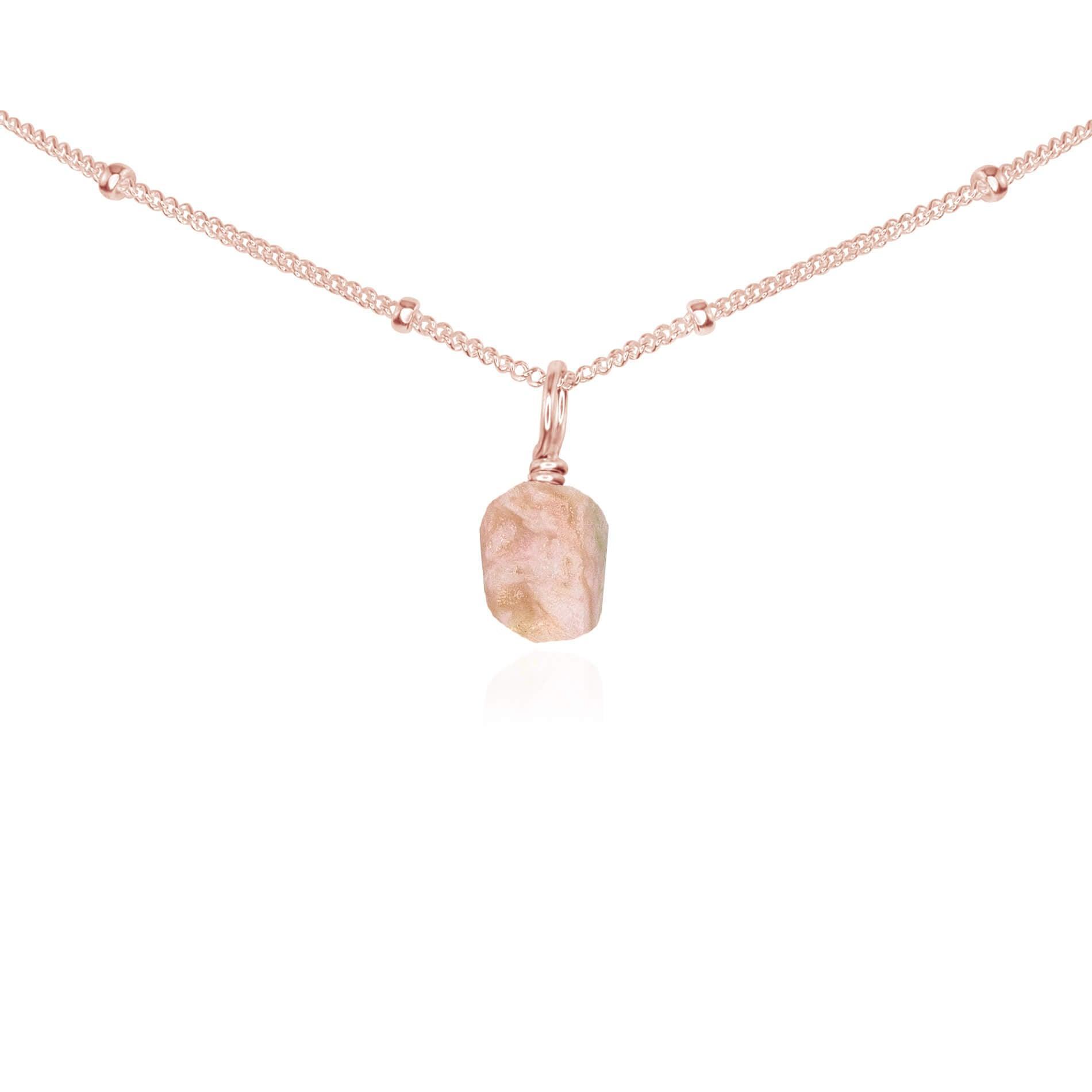 Natural Pink Peruvian Opal Gemstone Pendant Necklace - Dainty Choker for Women, Boho Jewelry Gift for Her, Perfect for Everyday Wear & Special Occasions