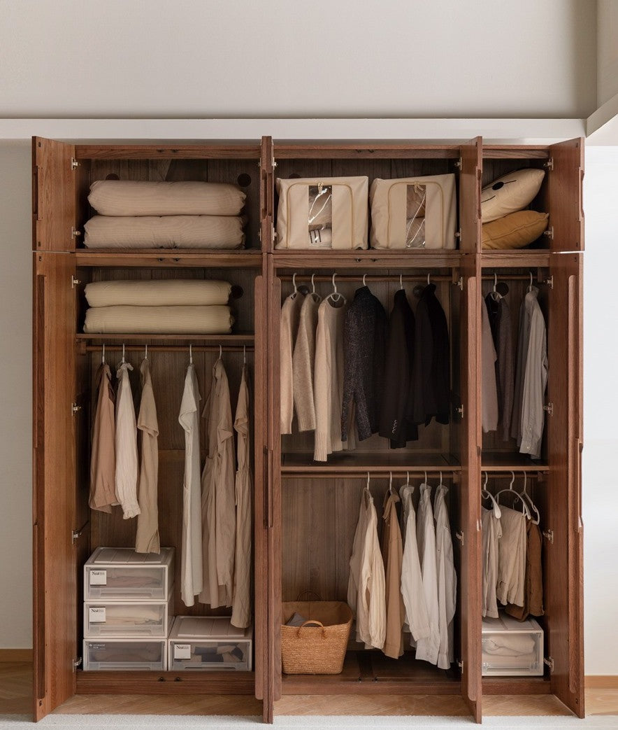 Solid Oak Wood Modern Wardrobe - Stylish & Durable Closet for Bedroom, Walk-In Closet, or Guest Room Storage