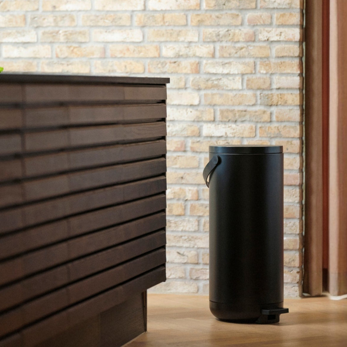 ZONE DENMARK 35L Circular Pedal Trash Can - 65cm Height, Black - Perfect for Kitchen, Bathroom & Office Waste Disposal