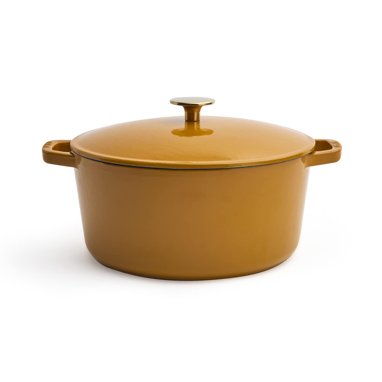 Premium 5.5-Quart Enameled Cast Iron Dutch Oven with Lid – Kana Milo Casserole Cooking Pot | Durable Enamel Coating Inside & Out | Oven & Dishwasher Safe (Dijon with Gold Knob) | Perfect for Braising, Stewing, Baking & Slow Cooking
