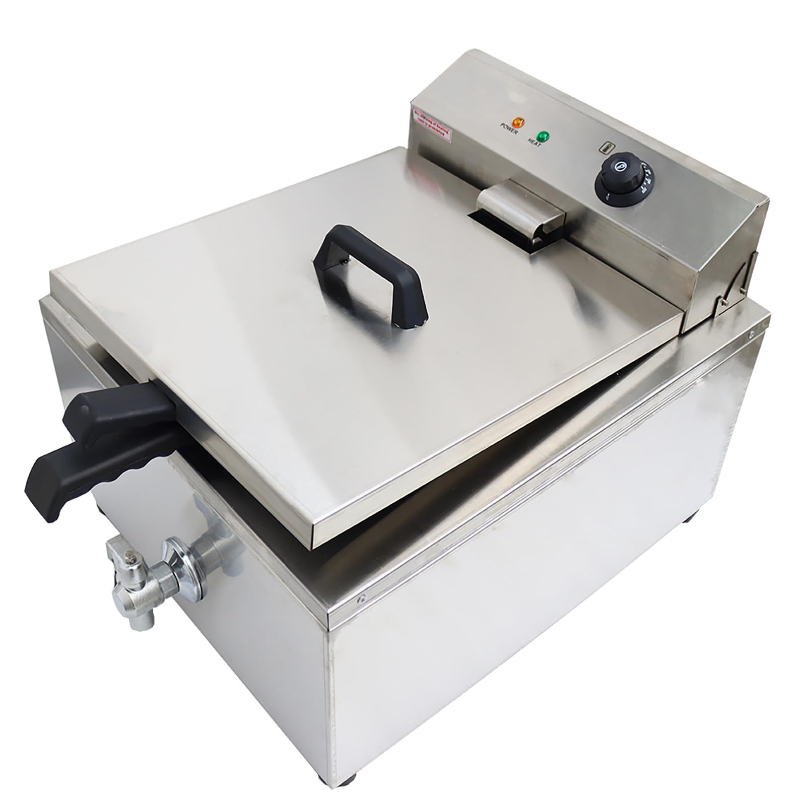 INTSUPERMAI 110V 2000W 22L Commercial Electric Deep Fryer - Stainless Steel Industrial Funnel Cake & Donut Maker with Temperature Control & 2 Removable Baskets - Perfect for Restaurants, Food Trucks, and Carnival Snack Businesses