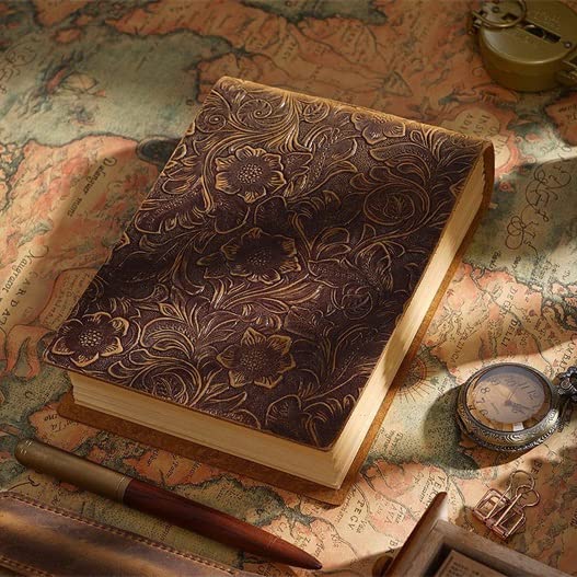 BAPYZ Handmade Leather Notebook Cover - Retro Journal & Sketchbook with 400 Blank Kraft Pages - Perfect Gift for Teachers & Students (Color: A) | Ideal for Writing, Drawing & Note-Taking in School, Office or Travel