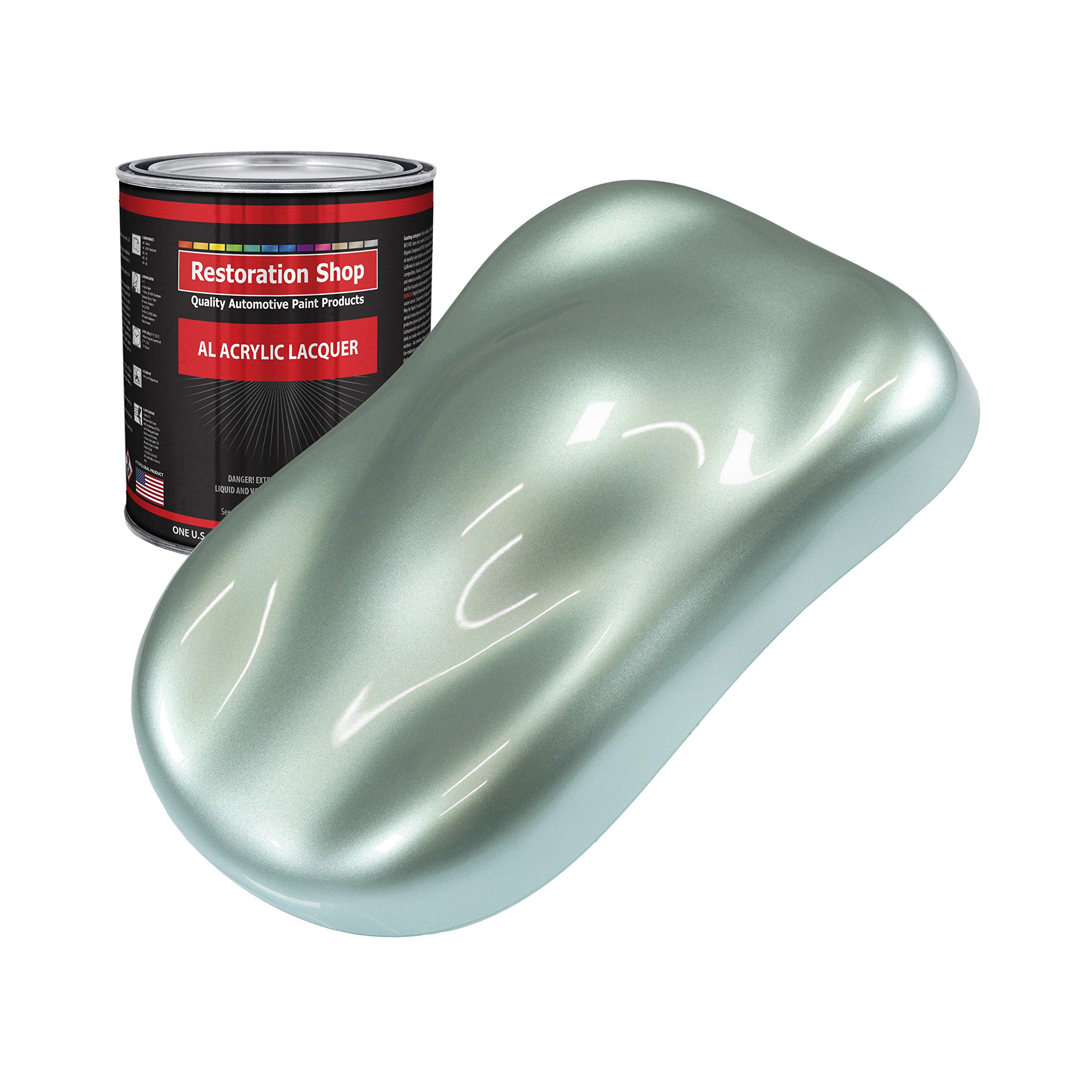 Restoration Shop - Frost Green Metallic Acrylic Lacquer Auto Paint (1 Quart) - Professional Gloss Finish for Cars, Trucks, Motorcycles, Guitars & Furniture - High-Quality Refinishing Coating - Perfect for DIY Projects & Professional Auto Body Shops