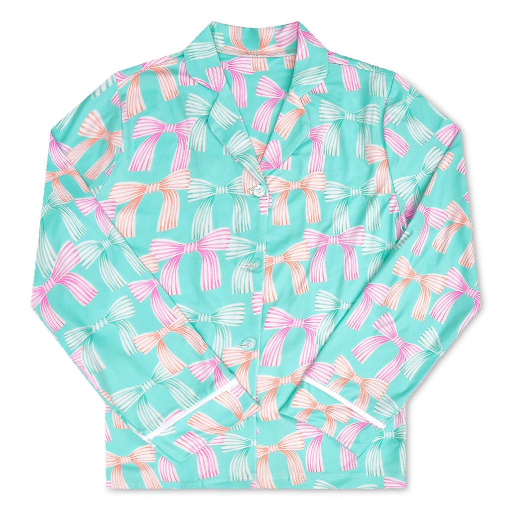 iScream Beautiful Bows Lounge Set - Soft Pajama Set for Women, Size 6-8 (Small) - Cozy Loungewear for Relaxing at Home, Sleepovers & Self-Care Days