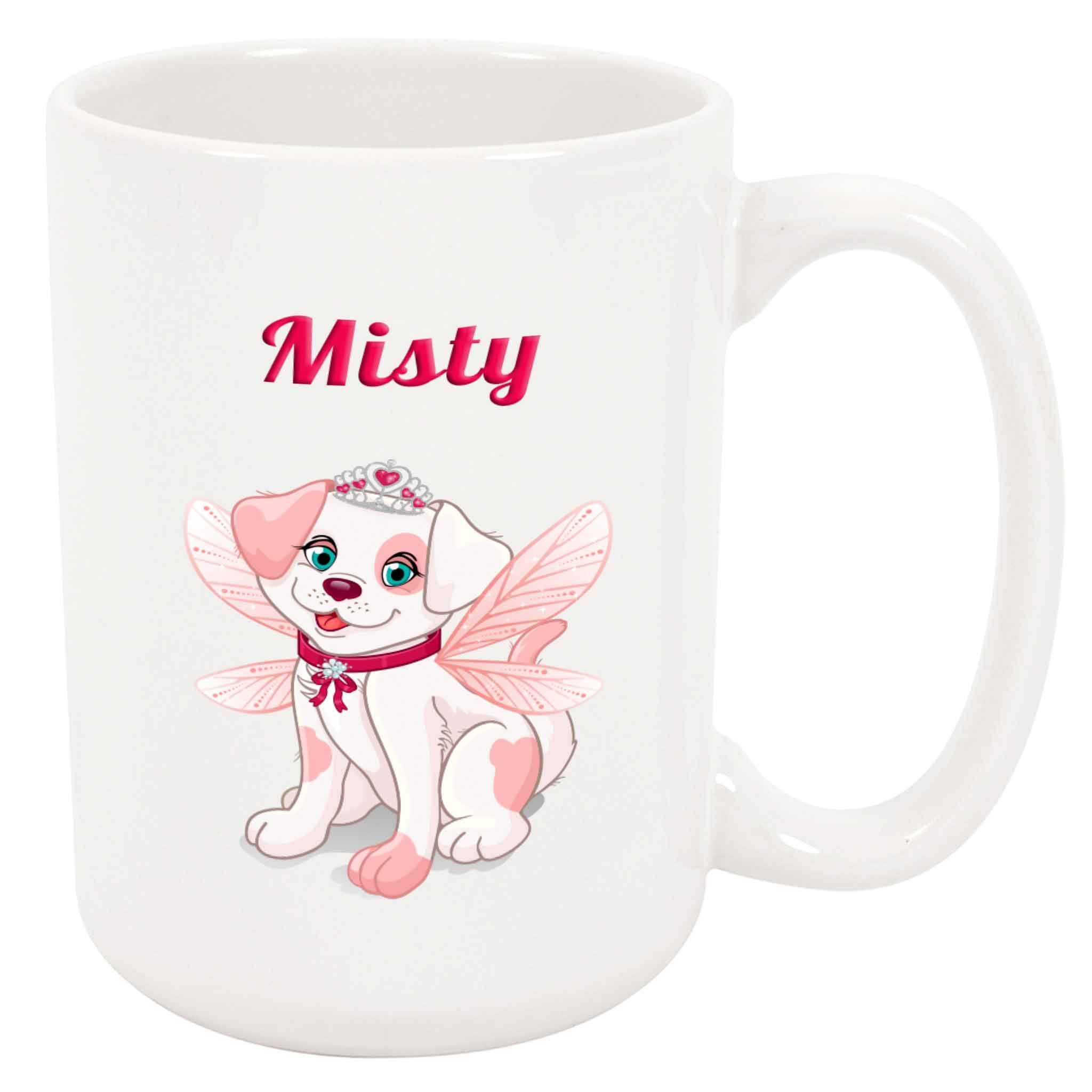 **Personalized Misty Coffee Mug - Custom Ceramic Princess Dog Cup with Name, 11 Oz - Unique Gift for Women, Girls, Adults & Kids - Perfect for Birthday, Christmas & Holidays - Ideal for Coffee, Tea & Hot Drinks at Home or Office**