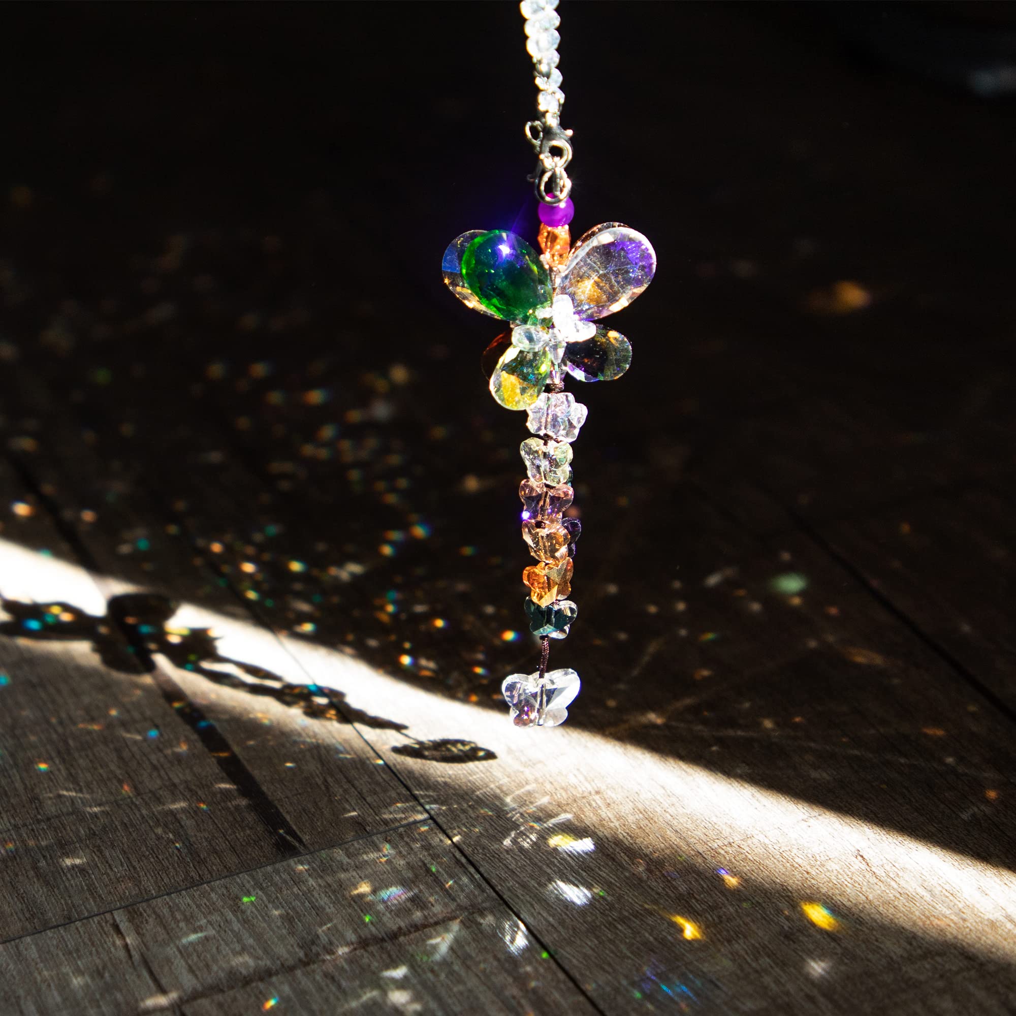 H&D HYALINE & DORA Crystal Glass Car Charms - Feng Shui Hanging Prisms for Rear View Mirror, Suncatcher Decor & Positive Energy - Perfect for Car Interior, Home Decor & Spiritual Gifts