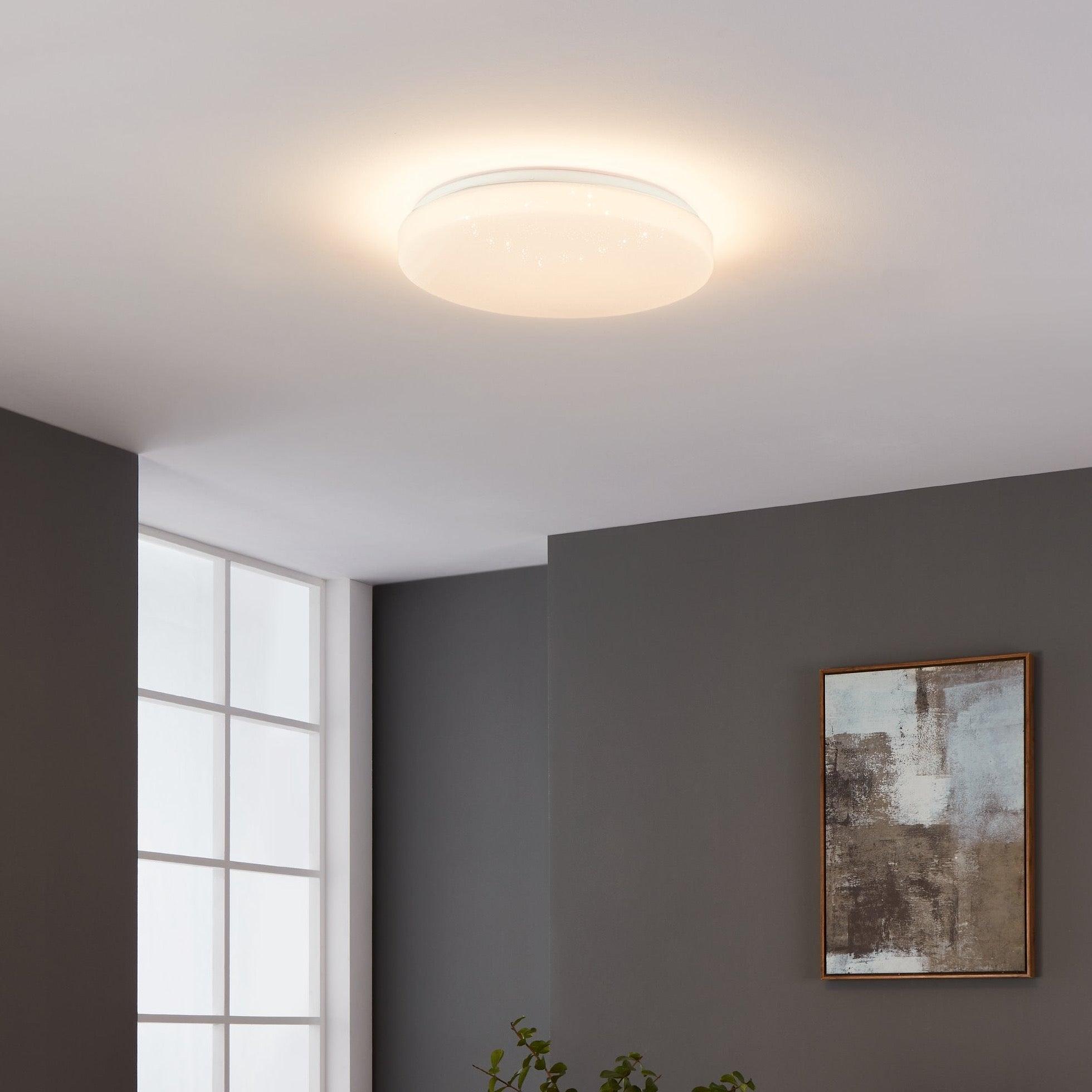 Eglo Connect Totari Z Smart LED Flush Mount Ceiling Light - 38cm Round White Dimmable for Living Room, Bedroom & Kitchen | WiFi & App Control