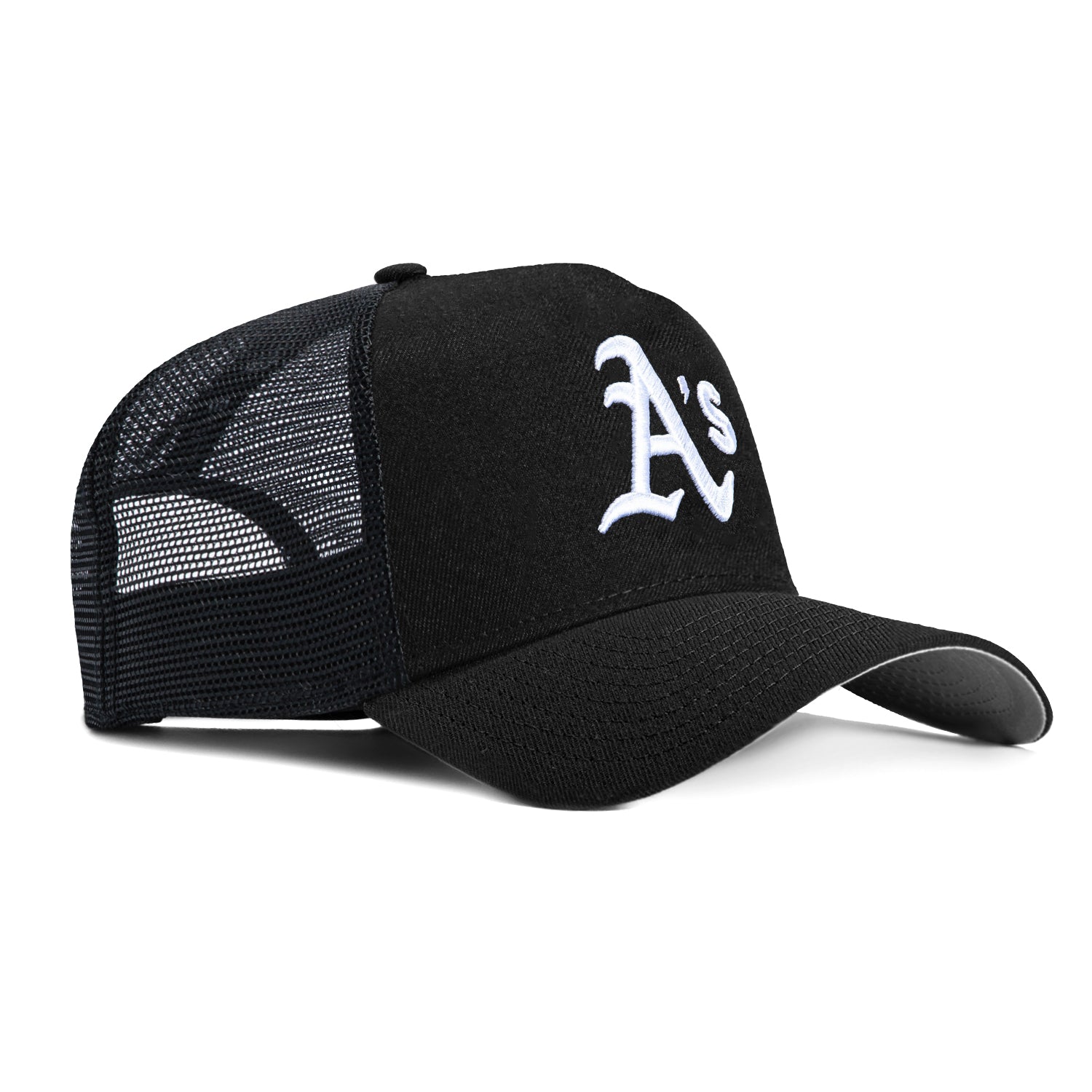 New Era 9Forty A-Frame Oakland Athletics Snapback Trucker Hat - Black & White Adjustable Cap for Baseball Fans & Streetwear Fashion