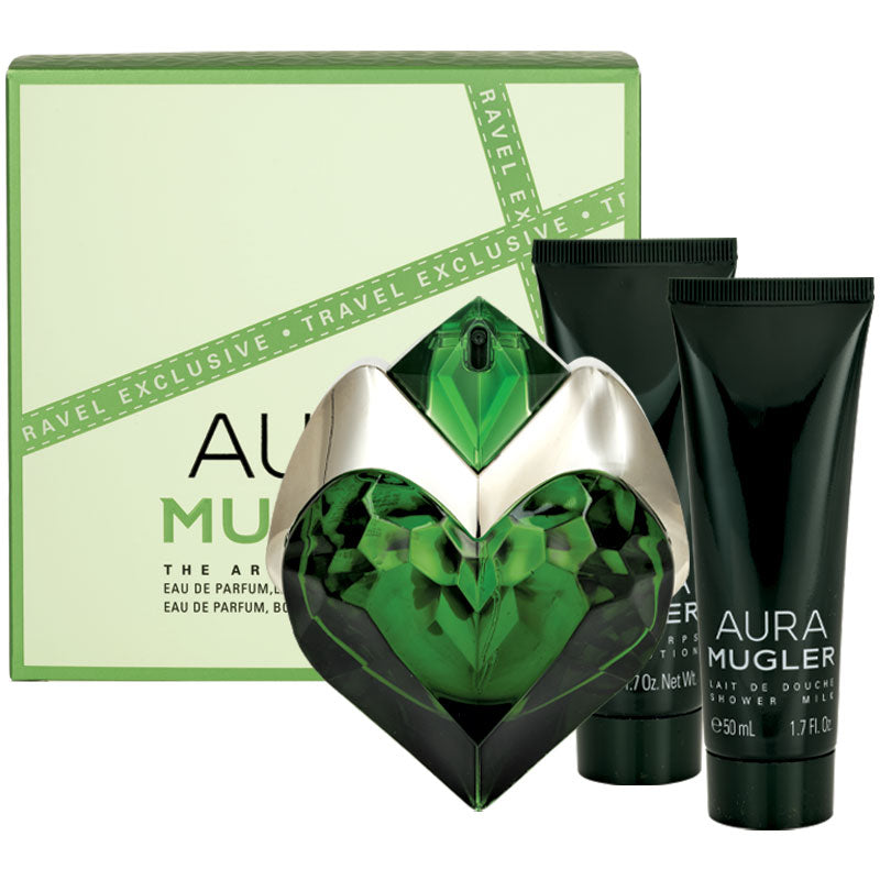 Aura Mugler 3PCS Gift Set for Women - 50ML Eau de Parfum Spray, 50ML Body Lotion & 50ML Shower Gel | Luxury Fragrance Trio for Gifts, Birthday & Special Occasions