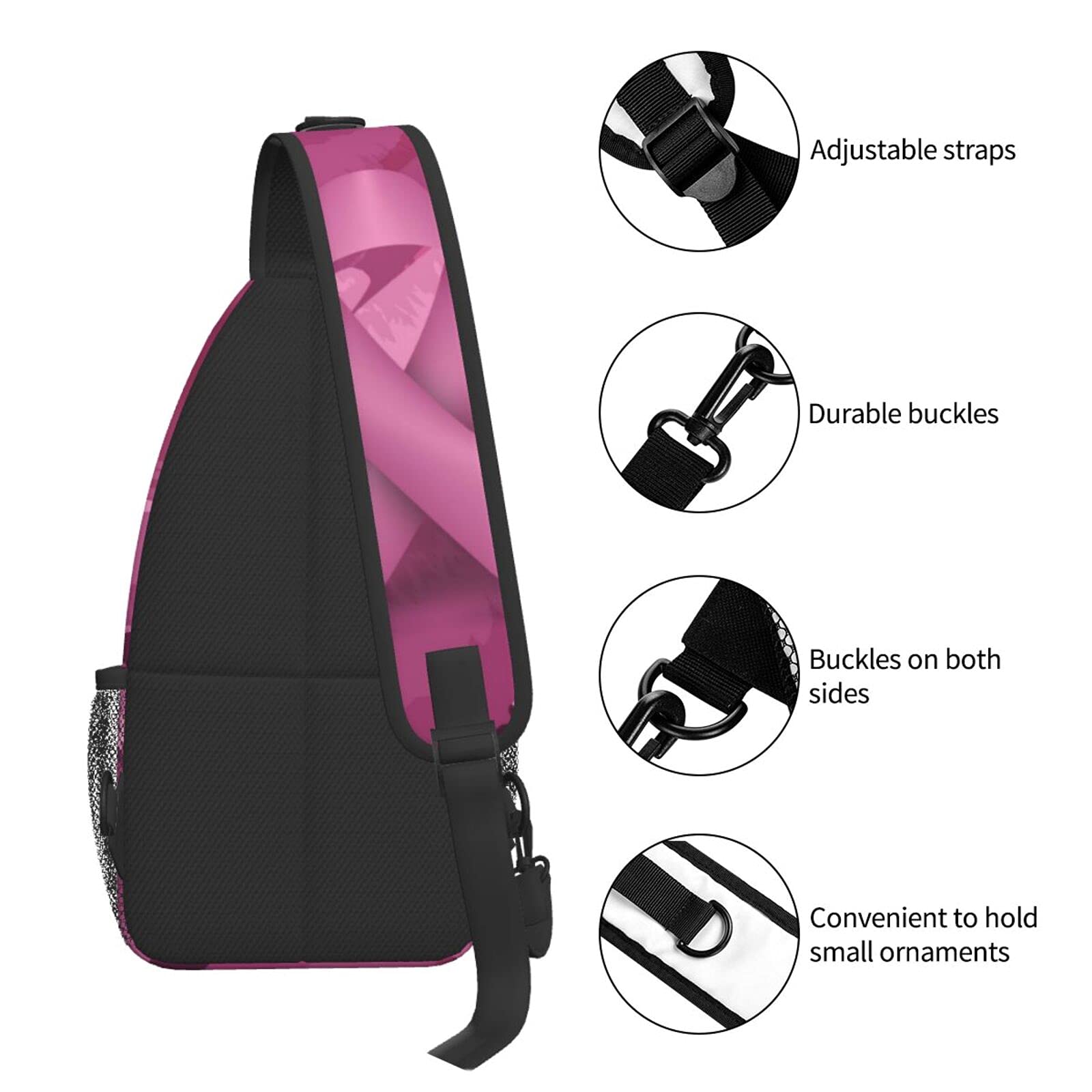 Breast Cancer Awareness Crossbody Bags for Women & Men - Lightweight Chest Shoulder Bags for Hiking, Travel & Daily Use | Perfect for Commuting, Shopping & Outdoor Activities