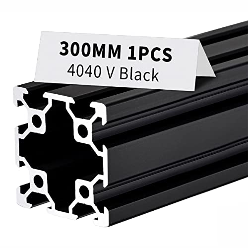 BELLA BAYS 300mm V-Slot Aluminum Extrusion - Black Anodized Linear Rail Guide for 3D Printers, CNC Machines & Laser Engravers | DIY Workbench Frame | European Standard 4040 Profile | Perfect for Home Workshops & Maker Projects