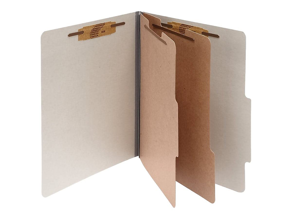 ACCO 15056 25-Pt Pressboard Classification Folders - Letter Size, 6-Section Dividers, Mist Gray (10-Pack) - Perfect for Office Organization, School Supplies & Document Filing