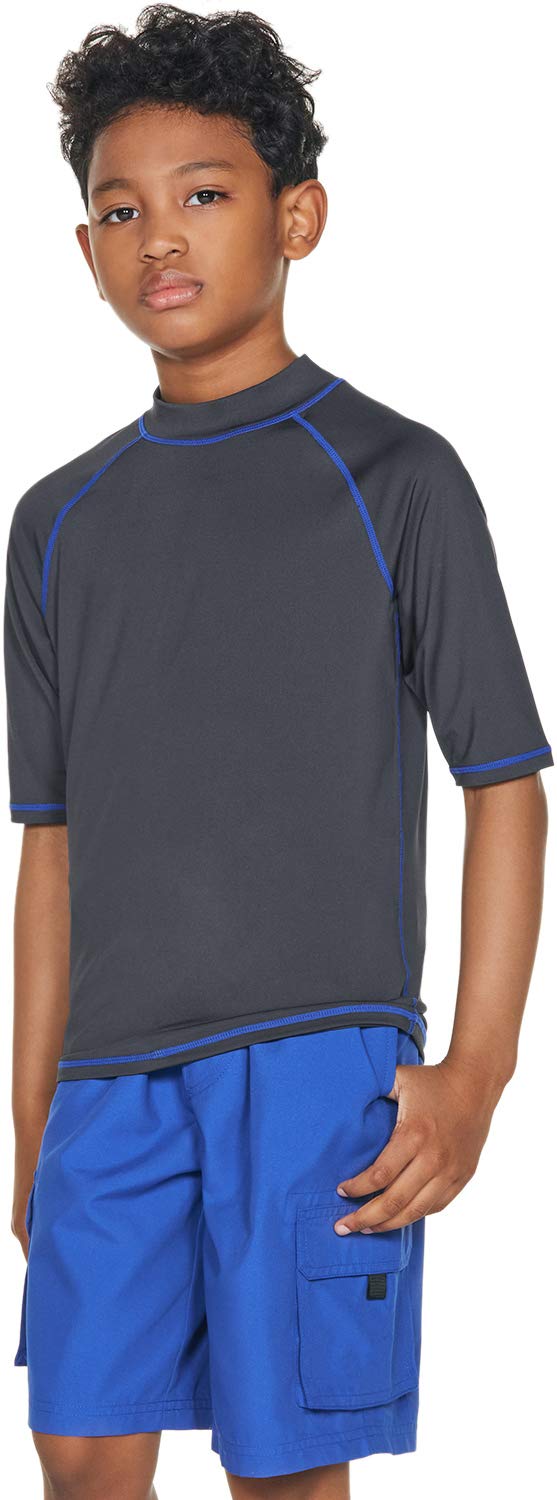 TSLA UPF 50+ Kids Sun Protection Rash Guard - Short Sleeve UV Swim Shirt for Boys & Girls - Quick Dry Water Shirt for Swimming, Surfing, Beach & Pool Activities