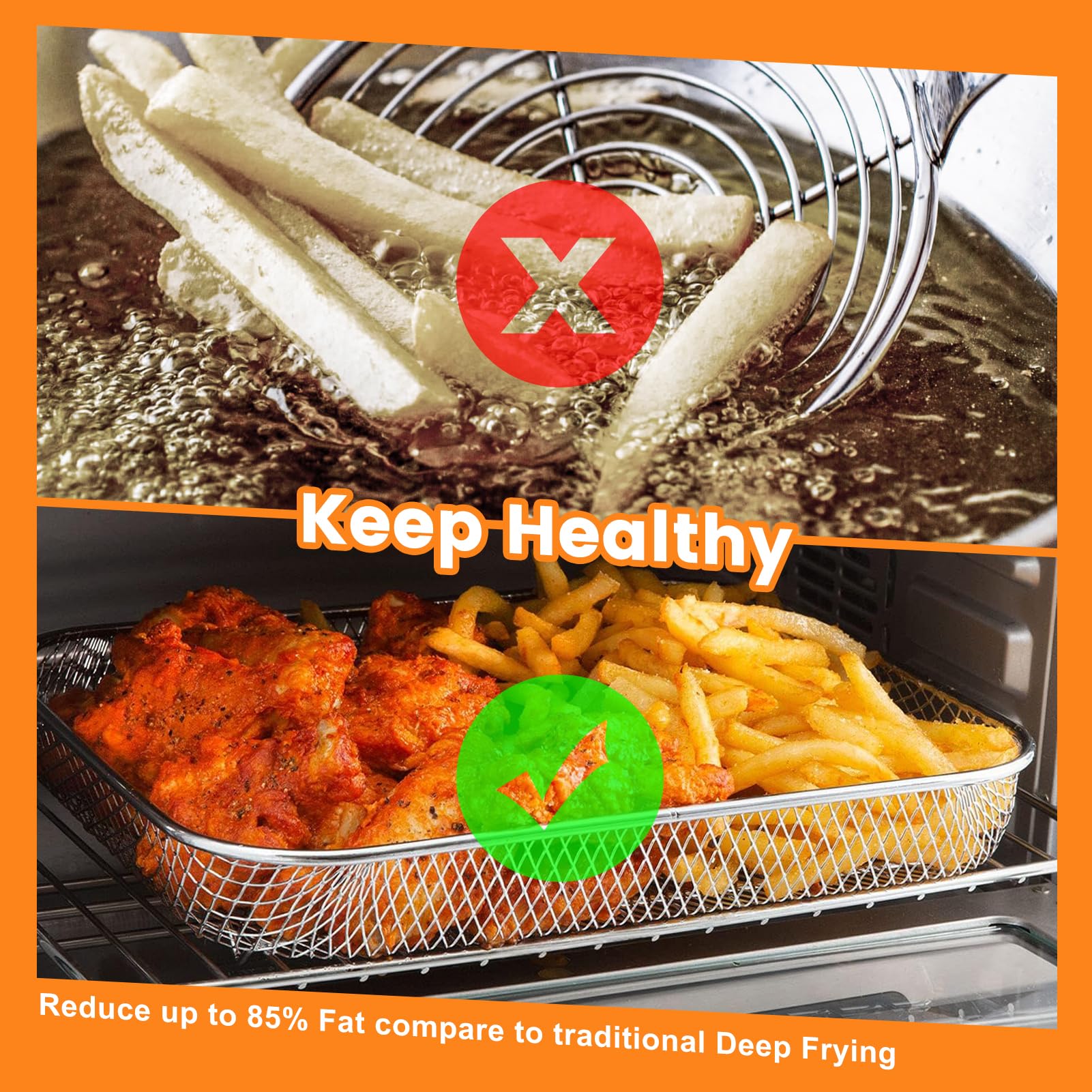 Non-Stick Air Fryer Basket Replacement for NuWave Bravo XL Air Fryer Toaster Smart Oven - 11.7