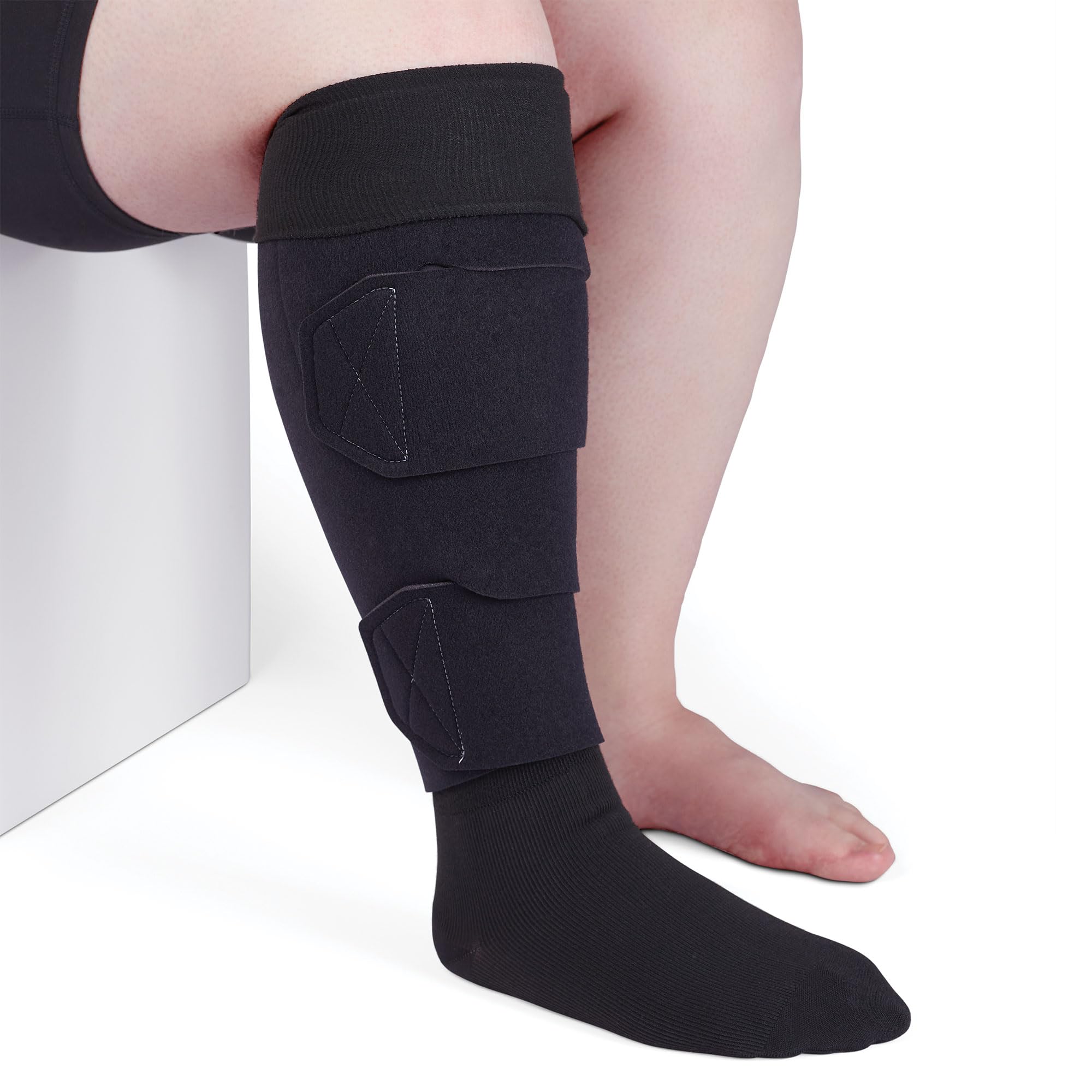 CircAid Juxtalite HD Adjustable Compression Wrap for Lower Leg - Medical Grade Support for Men & Women with Flexible Hood & Loop Straps - Improves Circulation, Swelling Relief & Post-Surgery Recovery - Ideal for Travel, Sports & Daily Comfort