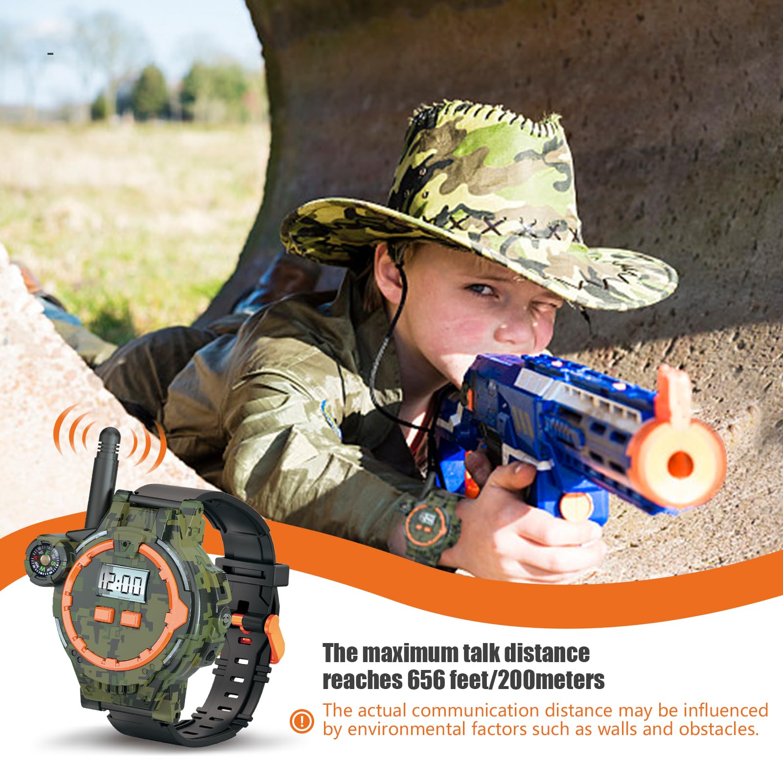 Kids Walkie Talkies 2 Pack - Rechargeable Two-Way Radios with Flashlight, Long Range Intercom Toy for Children Ages 4-12 | Perfect for Outdoor Adventures, Camping, Backyard Games & Birthday Gifts for Boys & Girls