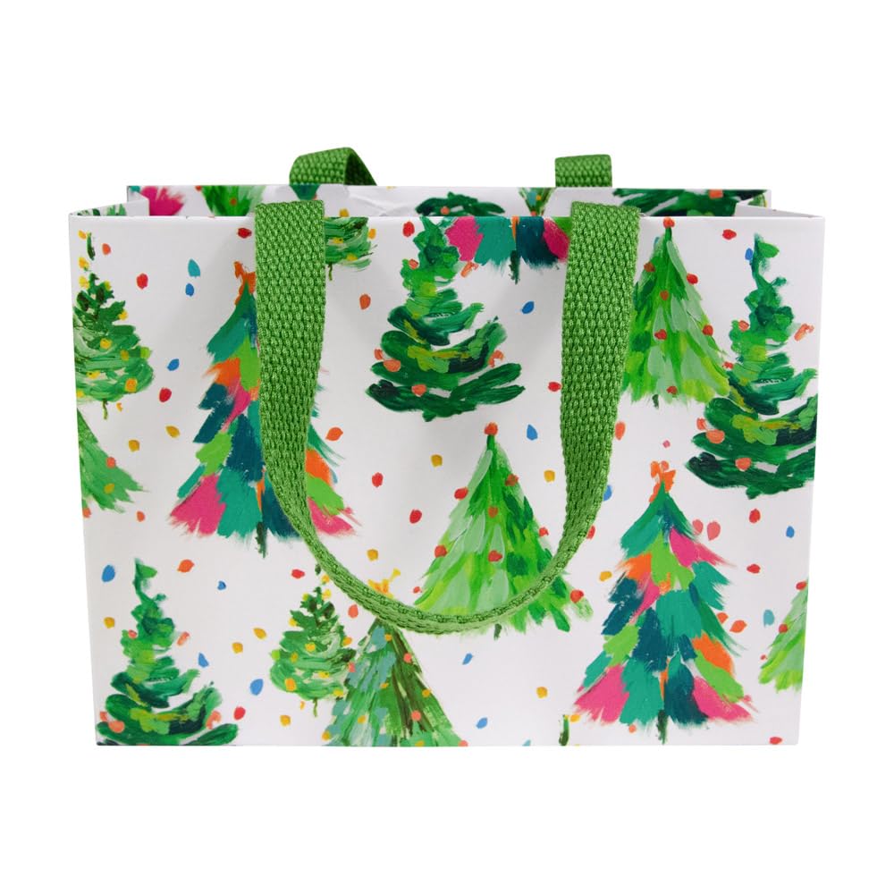 Caspari Brushstroke Trees Small Gift Bags - Set of 4 | Elegant Party Favor Bags for Weddings, Baby Showers & Holiday Gifting