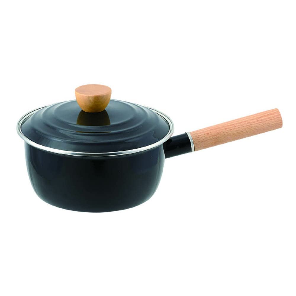 Premium Pearl Metal Presage Enameled Single Handed Pot - 7.1 Inch (18cm) White Cooking Pot - Perfect for Tea, Coffee, Milk Heating & Small Kitchen Cooking