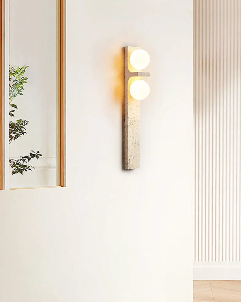 Lumina Twin Globe Marble Wall Sconce - Modern Marble & Glass Wall Light Fixture for Bedroom, Living Room, Hallway - Elegant Home Decor Lighting