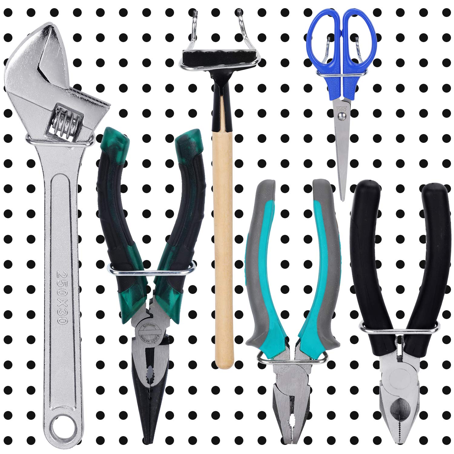 16-Piece Stainless Steel Pegboard Hooks - Shop Organizer for Tools & Accessories