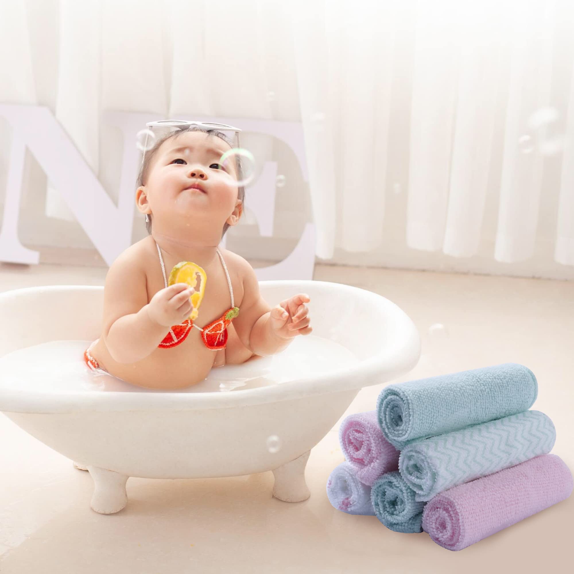 24 Pack Ultra Soft Baby Washcloths - Extra Absorbent & Gentle for Sensitive Skin | 9x9 Inch Unicorn Design Wash Cloths for Boys & Girls | Perfect for Bath Time, Face Cleaning & Newborn Care