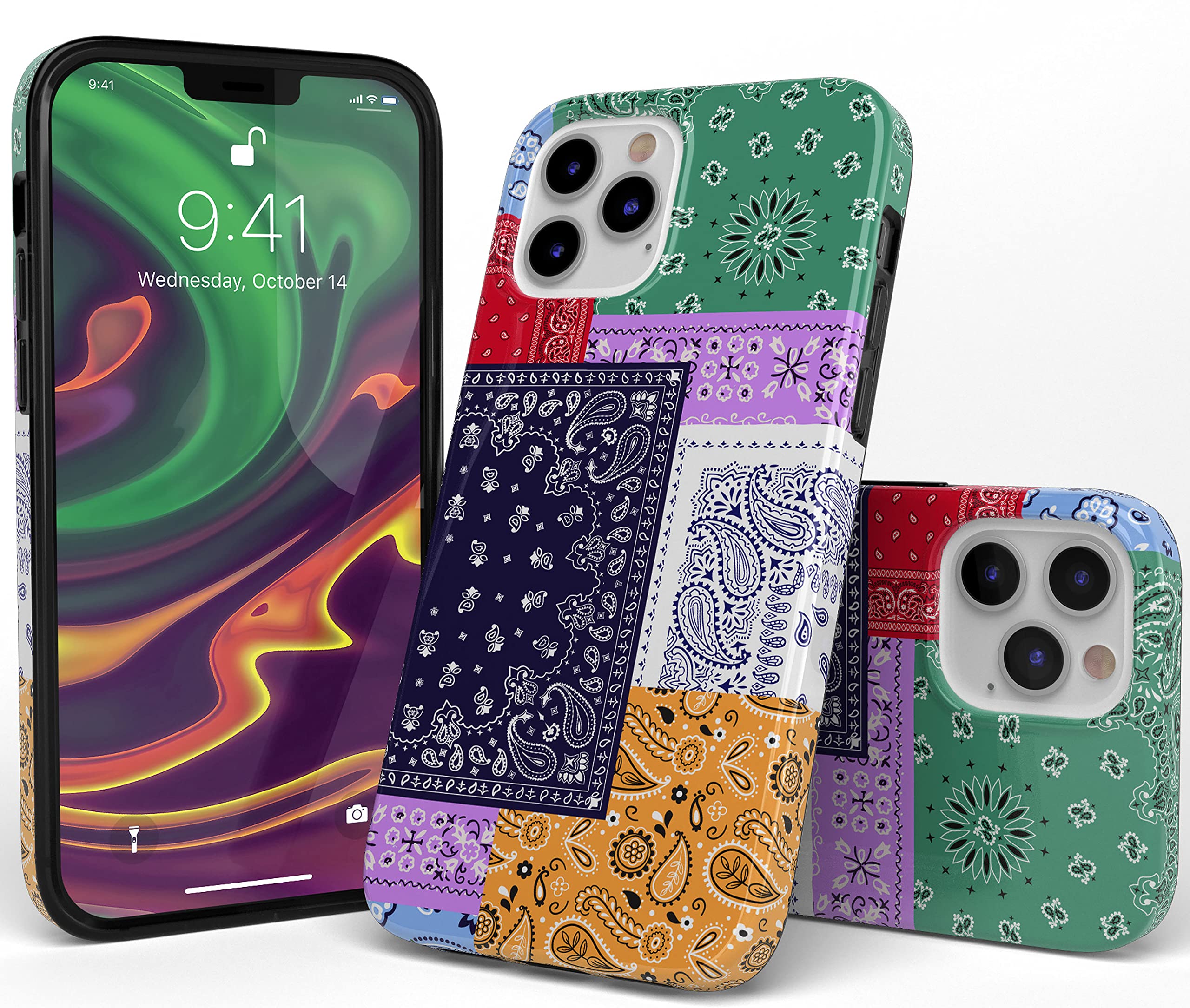 Casely iPhone 12 Pro Max Case with Swatch It Up Patchwork Bandana Design - Trendy Protective Cover for Everyday Use, Travel & Outdoor Activities