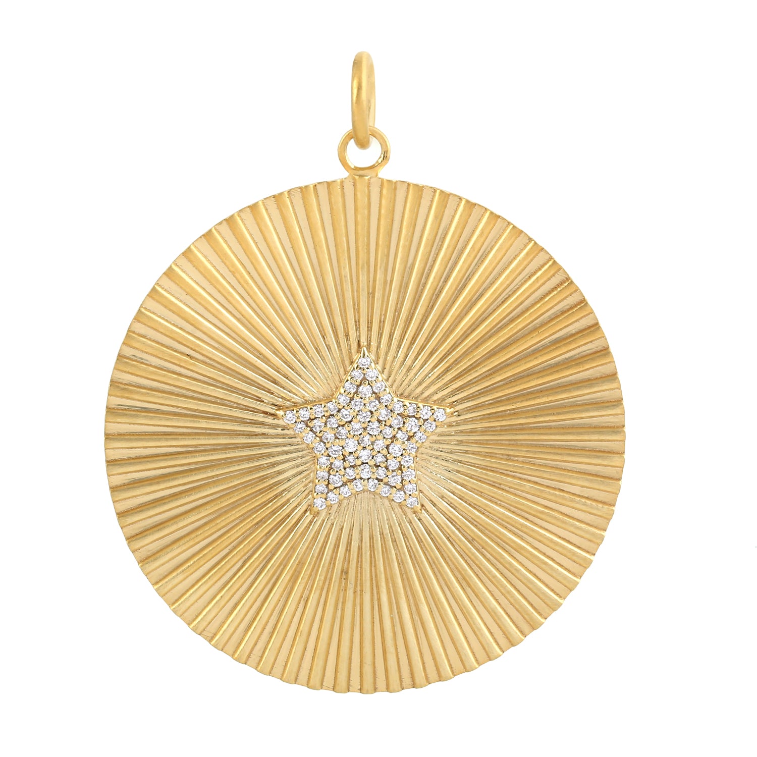 14K Yellow Gold Pave Natural Diamond Starburst Pendant Necklace - Elegant Jewelry for Women, Birthday Gift for Her, Anniversary Present, Valentine's Day Jewelry - Perfect for Parties, Date Nights & Special Occasions